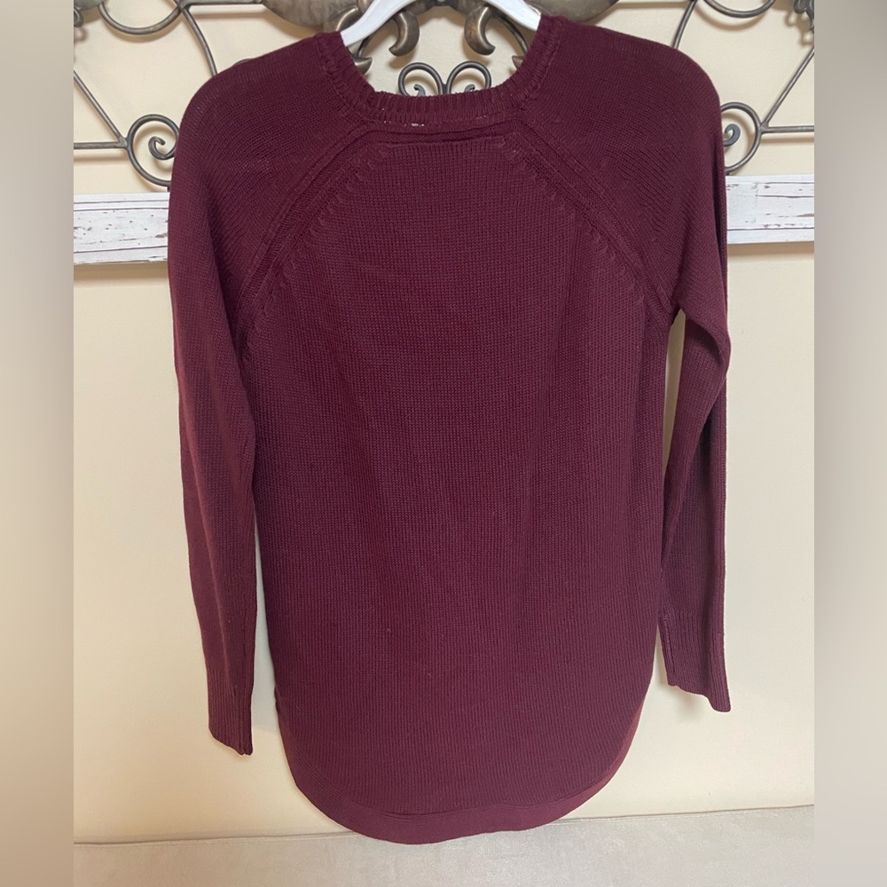 RD Style Vonny Cable Knit Cotton Blend Pullover Burgundy Sweater, Size XS - Picture 3 of 7